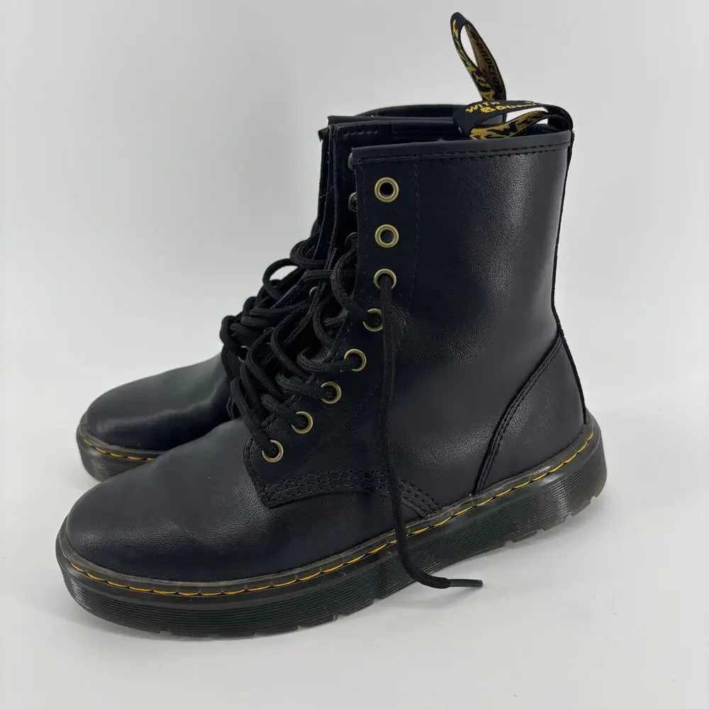 Doc Martens Zavala Black Leather Platform Combat Boots M7 W8 Goth Grunge